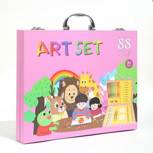 JIMJOE Художественный набор с бумажной коробкой акварельные цветные карандаши маркеры голубые и розовые для рисования и творчества - Product Image 6