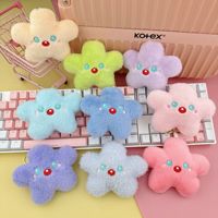 Porte-clés en peluche étoile multicolore moelleuse, mignonne, avec grands yeux et nez rouge, accessoire de sac à dos en métal, décoration