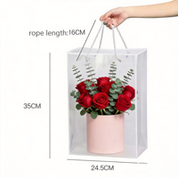 Sac à main transparent en plastique PP à fond carré, réutilisable, pour emballage de fleurs, mariage, fête, papier et carton
