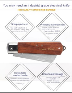 Couteau électrique en acier spécial, manche en bois ancien, isolé, pour dénuder les fils, dénuder les câbles, tirer les fils, couteau OEM Hengwei - Product Image 5