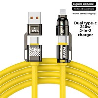 Kabel Data Ponsel 240W Bullet Head 4in1 1m/1.5m Daya Tinggi Pengisian Super Cepat Konektor Paduan Seng Tipe C