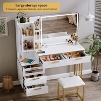 Coiffeuse de maquillage coiffeuse bureau avec tiroir chaise ensemble coiffeuse en bois pour chambre