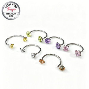 Anneaux de nez en zircon coloré Freya 20G pour femmes, bijoux de <span class=keywords><strong>piercing</strong></span> en titane G23 pour Daith, Tragus, nez de vache, boucles d'oreilles créoles en diamant naturel - Product Image 2