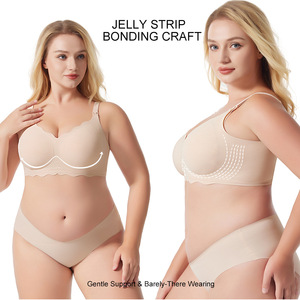 Soutien-gorge <span class=keywords><strong>sans</strong></span> armatures <span class=keywords><strong>sans</strong></span> couture rembourré à dos croisé en maille plissée surdimensionnée pour femmes - Product Image 2