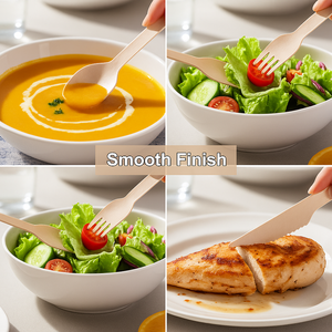 Meilleures ventes : Couverts biodégradables en bois jetables (cuillère, fourchette, couteau) - Product Image 6