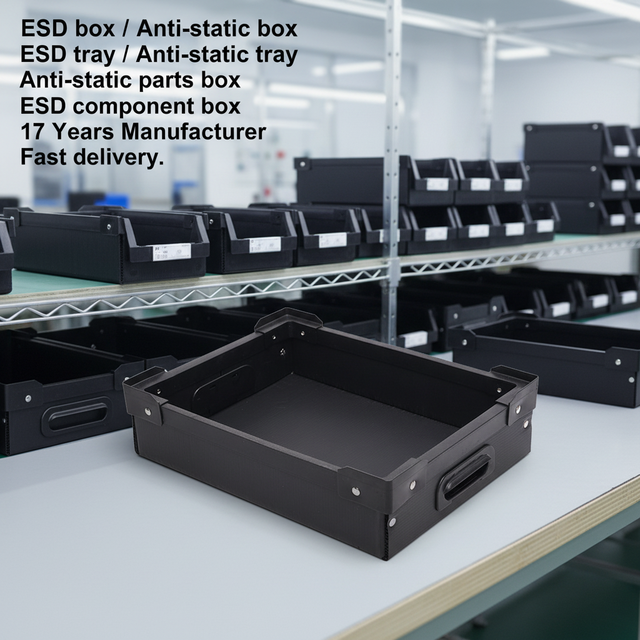 348 PP Material Conductive Storage Box ESD Antistatic Plastic Shipping Container for Component Circulation Safety Product