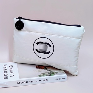 Custom Logo <b>Large</b> <b>Capacity</b> Quilted Cotton Makeup Pouch Fashionable Puffer <b>Cosmetic</b> <b>Bag</b> with Open/Zipper Closure <b>Travel</b> Storage - Product Image 6