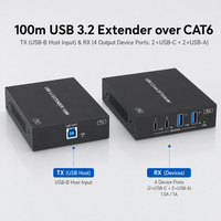 Harga Pabrik 100M USB 3.2 Gen 1 Extender Melalui Cat6 Ethernet 5Gbps USB-C USB-A USB-B Hub Repeater untuk Kamera Industri