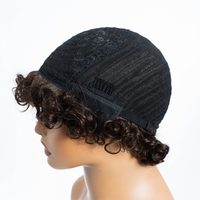 Perruque courte brésilienne bouclée en cheveux Remy, fabriquée à la machine, couleur photo, 100% cheveux vierges, densité 150%, coupée, pour femmes noires, pour WH