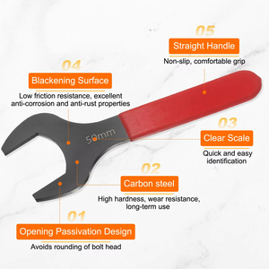 Clé à molette simple métrique Uxcell 21mm-58mm, angle décalé de 15 degrés, clé en U à tête <span class=keywords><strong>plate</strong></span>, noircie, pour réparation automobile - Product Image 2