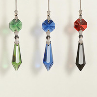 Boule de cristal en verre, perles octogonales colorées, pendentifs en perles pointues de 38mm, ornements suspendus, décorations lumineuses
