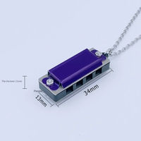 New 4-hole 8-tone Necklace Harmonica Metal Mini Harmonica Woodwind Chain Mini Musical Instrument Gift