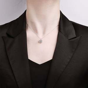 S925 Sterling Silver Necklace with Lovely <b>Cats</b> Head Moissanite Necklace - Product Image 2