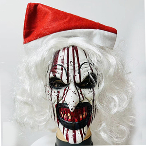 Masque de <span class=keywords><strong>Clown</strong></span> Artistique en Gros avec <span class=keywords><strong>Perruque</strong></span>, Chapeau de Noël, Masque de <span class=keywords><strong>Clown</strong></span> Effrayant en Latex, Accessoires de Costume d'<span class=keywords><strong>Horreur</strong></span> pour Fête, Masques d'Halloween - Product Image 3