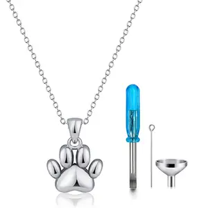 Em estoque 925 Sterling Silver Urn Pendant Bonito Sterling Silver Paw Pet Urn