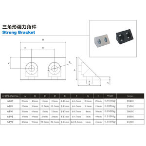 中国メーカーRoHS認証 ODM/OEM 6484 2穴 シルバー 強力CNCガセットコーナーブラケット 25/30/40/45 アルミプロファイル用 - Product Image 6