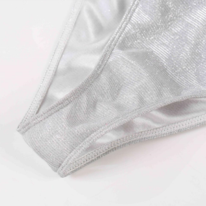 Ensemble de bikini métallique argenté personnalisé, soutien-gorge triangle pailleté et string, maillot de bain 2 pièces pour femmes, OEM - Product Image 4