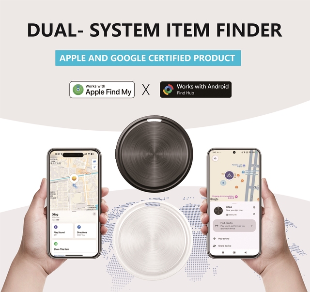 Dual-System Key Finder Tracker with Alarm  Smart Locator Device for Wallet Backpack Pets Kids and Seniors