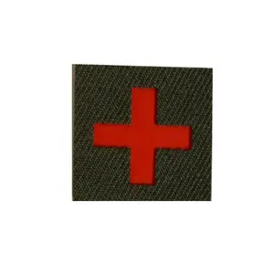 Custom patches reflective red cross medical badge with hook and loop