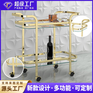 Nordic-style luxury restaurant side <b>tables</b>, trolleys, tea <b>tables</b>, bar carts, wheeled movable shelves, food delivery carts - Product Image 5