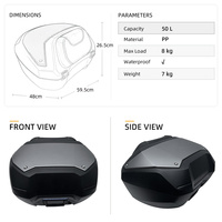 Boîte de rangement arrière pour moto de tourisme, boîte de rangement arrière en PP, boîte de rangement sécurisée et verrouillable pour Honda NT1100 50L, nouvelle version améliorée, accessoire adaptable