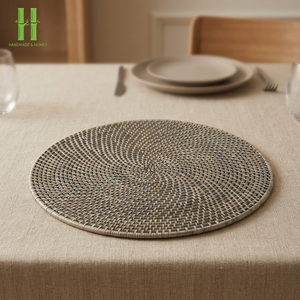 Best Seller Natural Rattan Charger Plates Handwoven Wedding <b>Table</b> Decoration Wicker Scalloped <b>Placemats</b> From Vietnam Rattan 2026 - Product Image 1