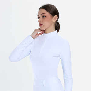 Chemise de spectacle blanche pour femmes équitation hauts à manches longues LOGO personnalisé vêtements équestres avec boutons - Product Image 2