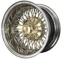 Nouvelles Jantes en Acier Premium 13x7 Finition Chrome Centre Or Titane 72 Rayons Croisés Inversés 2 Barres Knock Spinner