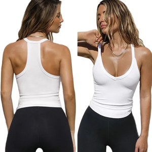 Casual <b>Top</b> for Women High Quality Fitted O-Neck Knitted Tank Breathable Sleeveless for Workout Yoga Daily Use Front Included - Product Image 1