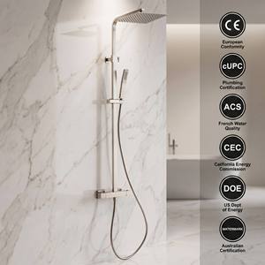 Robinetterie <span class=keywords><strong>de</strong></span> douche murale thermostatique en laiton massif à effet <span class=keywords><strong>pluie</strong></span>, haute pression, économie d'eau, ensemble <span class=keywords><strong>de</strong></span> salle <span class=keywords><strong>de</strong></span> bain - Product Image 2