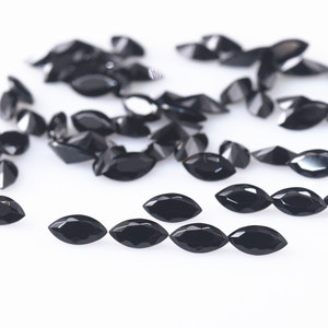 宽敞的天然黑色玛瑙宝石刻面侯爵夫人形状宽松宝石黑色玛瑙半宝石珠宝制作 - Product Image 3