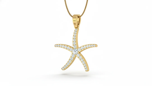 จี้ปลาดาวสไตล์มหาสมุทรประดับเพชรแท้ ฝังในทองคำ สำหรับผู้หญิง แฟชั่นฤดูร้อน โดดเด่น สง่างาม เหมาะสำหรับใส่ไปเที่ยวทะเล - Product Image 3