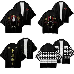 Anime Tokyo revcosplay Cosplay T-shirt pelerin Draken Manji Gang için yaz Haori Kimono Tee erkekler yetişkin kostüm