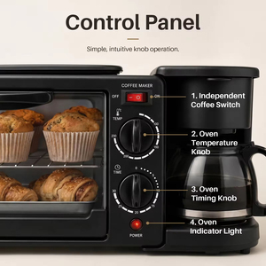 2025 New Hot Sell 3 in 1 <b>Breakfast</b> <b>Maker</b> Microwave 3 in 1 <b>Breakfast</b> Station Oven Coffee <b>Maker</b> and Frying Pan - Product Image 6
