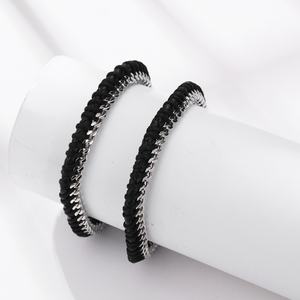 Wholesale Custom New Design Trendy <b>Man</b> Braided Leather <b>Bracelet</b> Stainless Steel with Gold Plating - Product Image 3