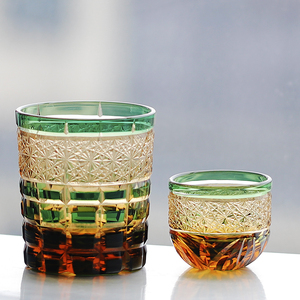 Vaso de whisky estilo Edo Kiriko hecho a mano, verde, 240 ml, con cubierta de cristal, vasos de chupito de sake de 60 ml para regalos - Product Image 4