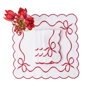 Custom Hand Embroidery LOGO Cotton <b>Linen</b> Cocktail Napkin 100% <b>Linen</b> Monogrammed Embroidered Hemstitch Napkins <b>Cloth</b> <b>Table</b> <b>Linens</b> - Product Image 6