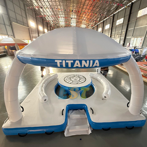 Dock flottant gonflable <span class=keywords><strong>d</strong></span>'île flottante <span class=keywords><strong>de</strong></span> loisirs <span class=keywords><strong>avec</strong></span> la tente sur le bateau gonflable <span class=keywords><strong>de</strong></span> partie gonflable <span class=keywords><strong>de</strong></span> plate-forme <span class=keywords><strong>d</strong></span>'eau - Product Image 4