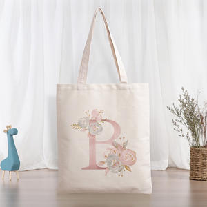 Bolsos de lona de algodón con logotipo impreso personalizado bolso bandolera de compras con letras para mujer - Product Image 3