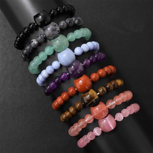 הכי טוב למכור הסיטונאי 8 מ "מ קריסטל טבעי חתול ראש קסם יוגה אלסטי צמיג מתנה ליום הולדת - Product Image 4