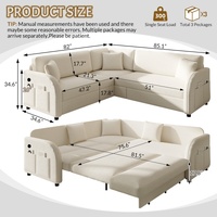 Canapé convertible en tissu de luxe en forme de L, 85,1 pouces, avec ports USB, canapé-lit pour la maison ou le bureau