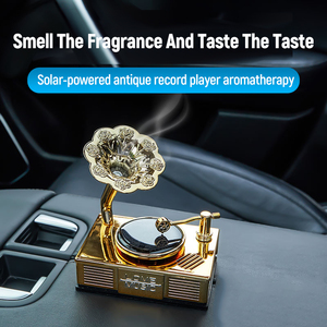 Rafraîchisseur d'air pour voiture avec parfum d'aromathérapie rétro Rafraîchisseur d'air pour tourne-disque solaire de voiture Huile essentielle - Product Image 2