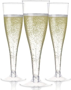 Copas de Champán de Plástico PS Transparente Reutilizables de 4.5 OZ, Clásicas para Flautas, para Vino, Copas Desechables para Fiestas - Product Image 1