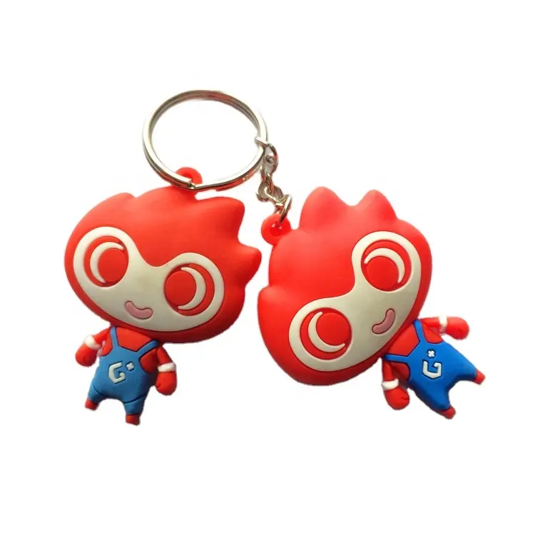 Porte-clés double face en pvc souple avec personnage de dessin animé personnalisé pour cadeaux et souvenirs de promotion