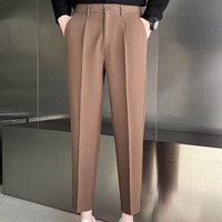 Pantalon habillé homme été léger style mature version coréenne coupe slim droite formel mi-épaisseur mélange coton tendance sans repassage ST.Meer
