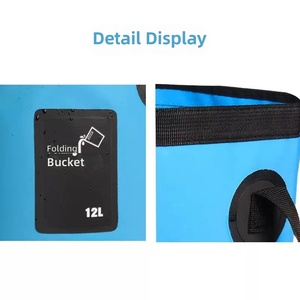 Seau pliable en PVC imperméable portable pour le <span class=keywords><strong>camping</strong></span> en plein air, la pêche, la randonnée, le lavage - Product Image 2