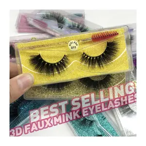 Wholesale 15-20mm 25mm 3D 5D Faux Mink Eyelashes Mink Lashes Fluffy Vegan Natural Looking Eyelashes Private Label