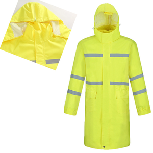 Imperméable léger de haute qualité avec rayures réfléchissantes Imperméable de police Vêtements de pluie de travail avec veste de pluie longue réfléchissante - Product Image 5