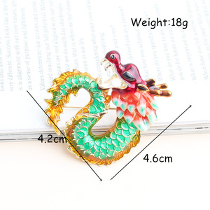 Direto da fábrica venda novo criativo estilo chinês doze zodíaco dragão rei broche óleo gotejamento design liga chapeamento das mulheres dos homens - Product Image 4