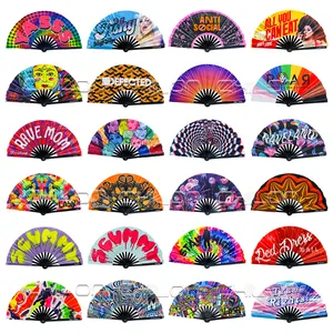 Big Chinese Chromatic Addict Festival Rave Hand Fan Clack Fan